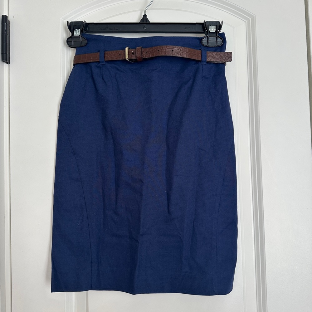NWT H&M Navy Business/Work Skirt Belted Size 2